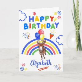 Donkey Birthday Card in White Kort