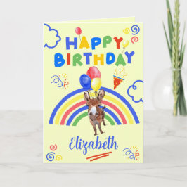 Donkey Birthday Card in Yellow Kort