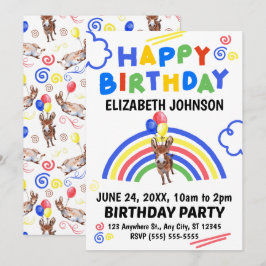 Donkey Birthday Invitation White Inbjudningar