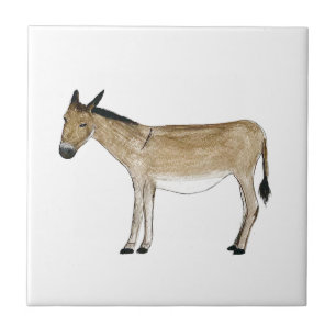 Donkey Boskap vattencolor Farmyard art Kakelplatta