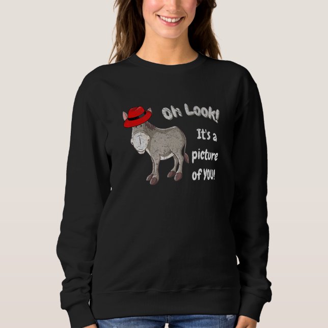 Donkey Burro Mule with Red Hat Fedora T Shirt (Framsida)