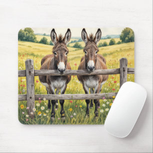 Donkey by a fence in a farm pasture musmatta
