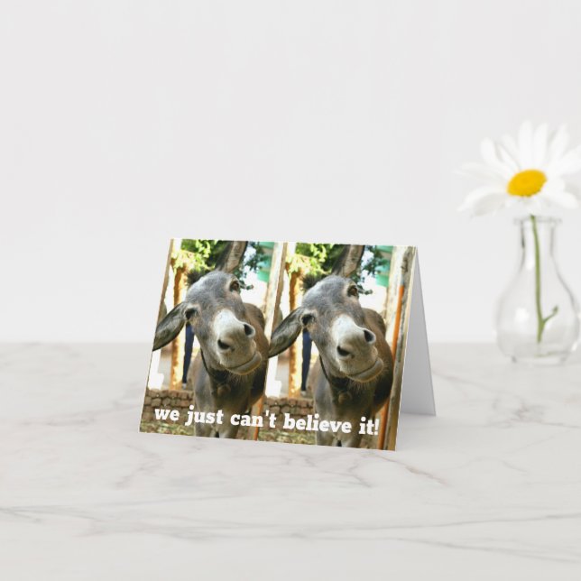 *DONKEY COUPLE FINNS JUST I OBELIEF* 50 BIRTHDAY KORT (Liten växt)