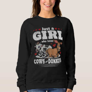 Donkey Cow Farmer Farm Animal  Girls Women Farmer  T Shirt