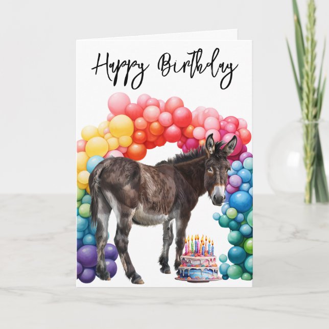 Donkey Cute Birday Card Kort (Framsida)