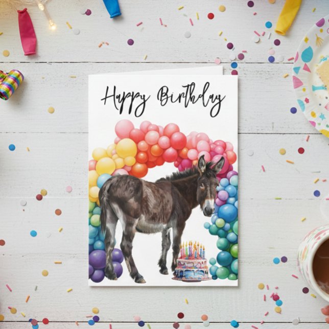 Donkey Cute Birday Card Kort (Skapare uppladdad)
