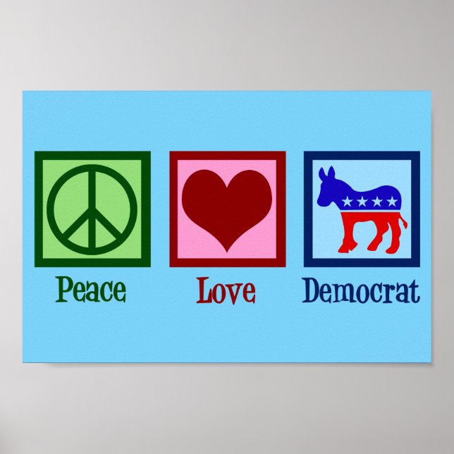 Donkey Cute Blue, demokratien fredssändare i Kärle Poster (Framsidan)