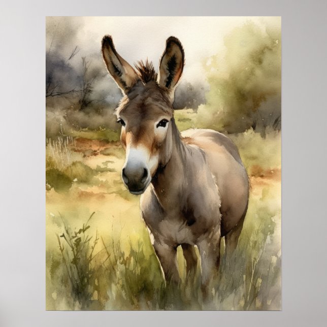 Donkey Farm Animal Art Print Poster (Framsidan)