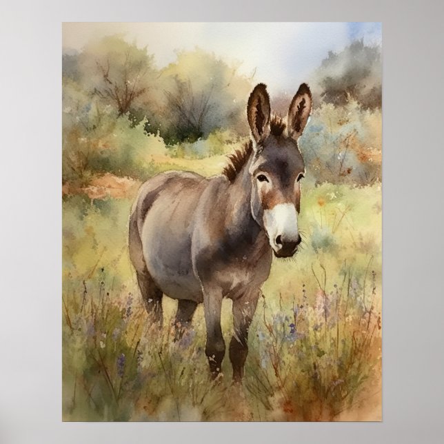 Donkey Farm Animal Art Print Poster (Framsidan)