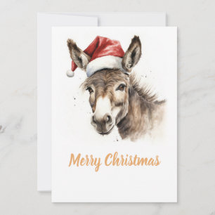 Donkey för gräddfärgen Cute jul Julkort