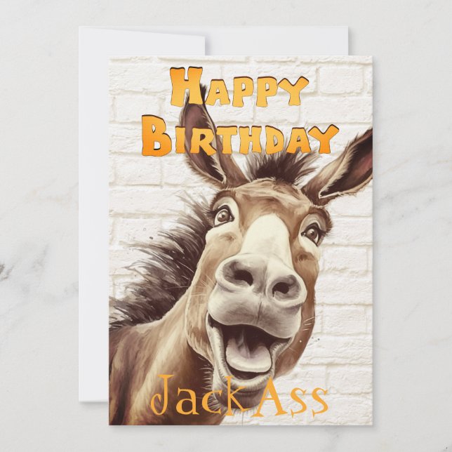 Donkey Funny Birthday Helgdag Card Julkort (Framsida)
