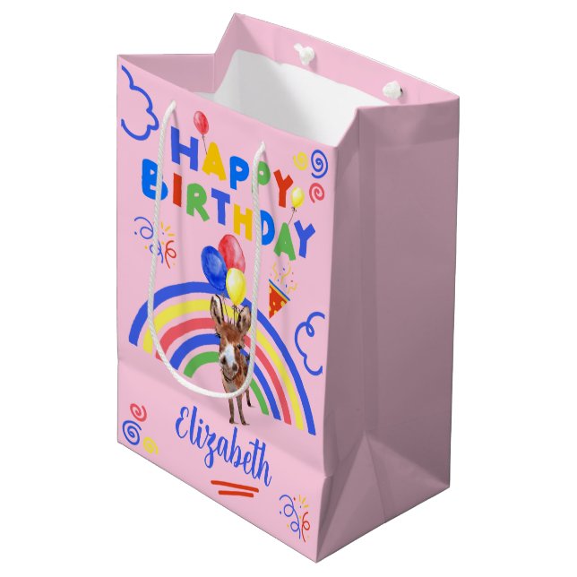 Donkey Gift Bag in Pink (Framsidan Vinklad)
