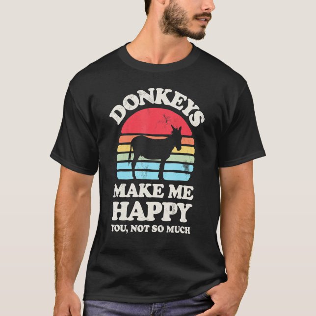 Donkey gör mig till Lycklig Donkey Älskare Farmer  T Shirt (Framsida)