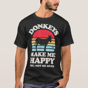 Donkey gör mig till Lycklig Funny Donkey Retro Vin T Shirt