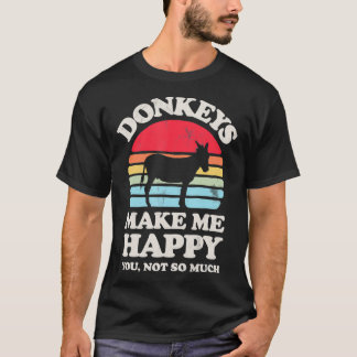 Donkey gör mig till Lycklig Funny Donkey Retro Vin T Shirt
