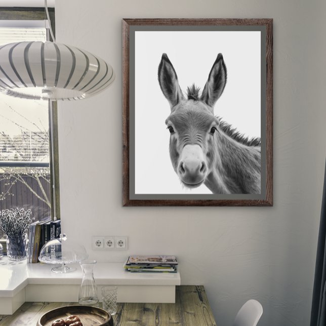 Donkey Head Porträtt Black white Poster (Skapare uppladdad)