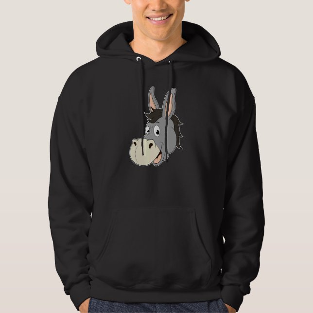 Donkey Head Smiling Laughing Mule Zoo Animal Farme Hoodie (Framsida)