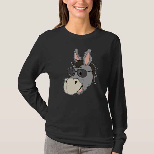 Donkey Head Sunglasses Mule Heart Zoo Animal Farme T Shirt (Framsida)
