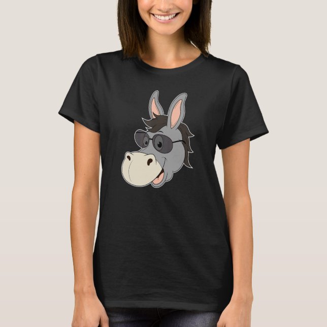 Donkey Head Sunglasses Mule Heart Zoo Animal Farme T Shirt (Framsida)