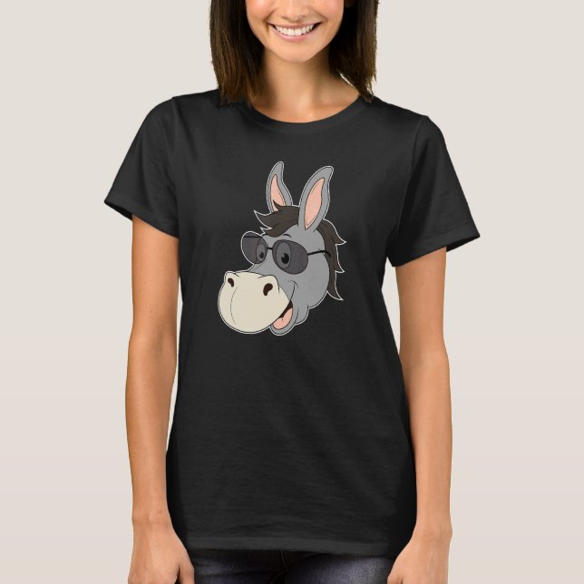 Donkey Head Sunglasses Mule Heart Zoo Animal Farme T Shirt (Framsida)
