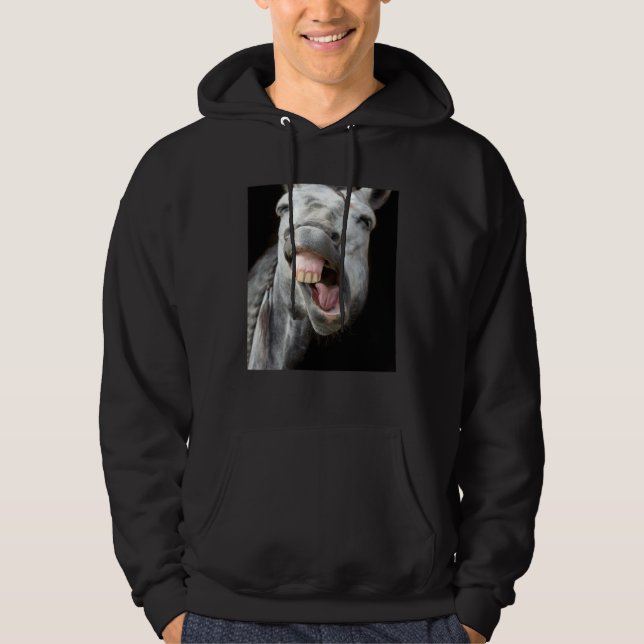 Donkey Horse Face Showing Off Cute and  Face Anima Hoodie (Framsida)