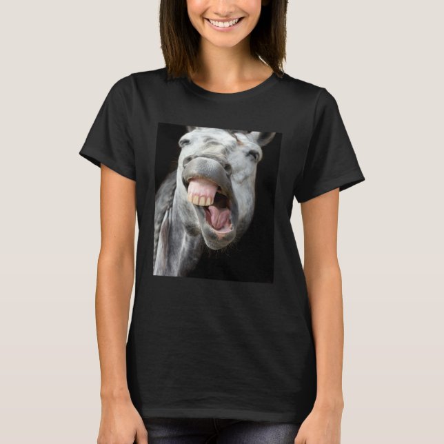 Donkey Horse Face Showing Off Cute and  Face Anima T Shirt (Framsida)