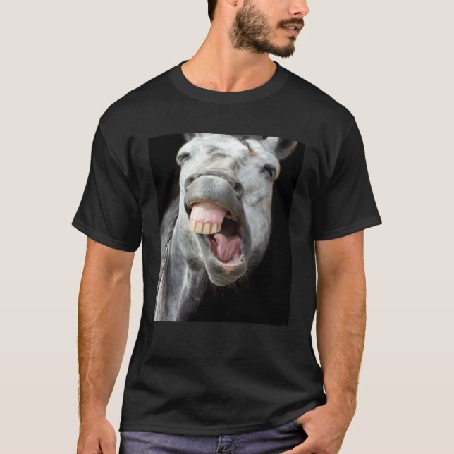 Donkey Horse Face Showing Off Cute and  Face Anima T Shirt (Framsida)