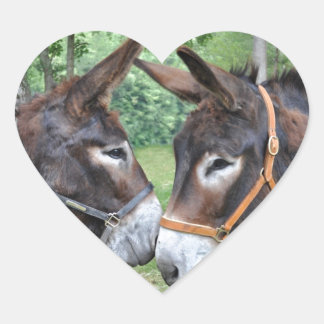 Donkey i kärlek hjärtformat klistermärke