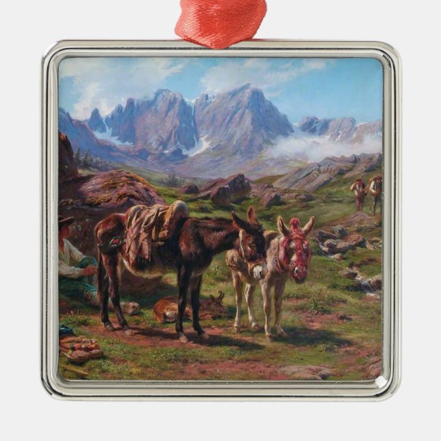 Donkey i Pyrenébergen (Rosa Bonheur) Julgransprydnad Metall (Framsidan)
