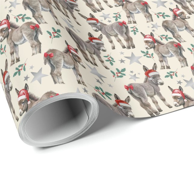 Donkey i Santa Hats-julafton Wrapping Papper Presentpapper (Rullad Hörn)