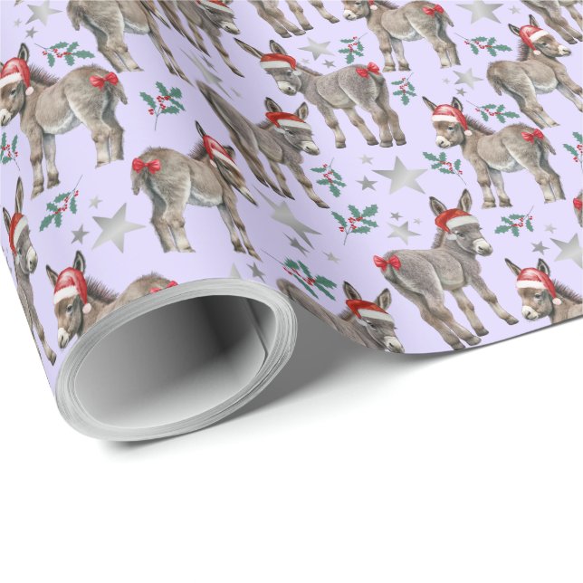 Donkey i Santa Hats-julafton Wrapping Papper Presentpapper (Rullad Hörn)