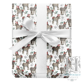 Donkey i Santa Hats-julafton Wrapping Papper Presentpapper