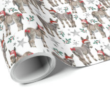 Donkey i Santa Hats-julafton Wrapping Papper