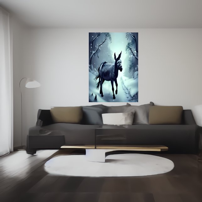 Donkey i snöberget | AI Art Poster (Skapare uppladdad)