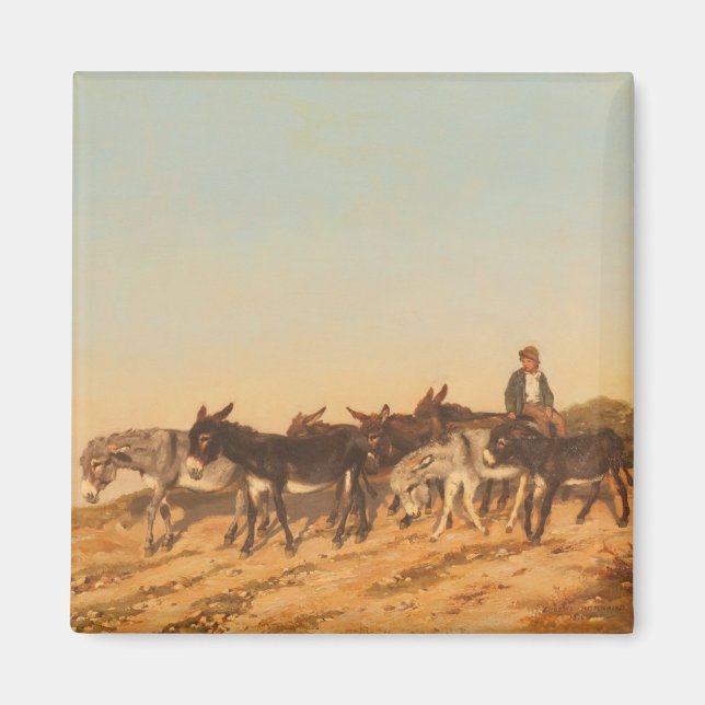 Donkey i söder om Frankrike (av Eugène Burnand) Magnet (Framsidan)