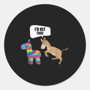Donkey-ID Slått för Pinata Mexican Funny Cinco De  Runt Klistermärke