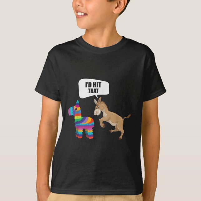 Donkey-ID Slått för Pinata Mexican Funny Cinco De  T Shirt (Framsida)