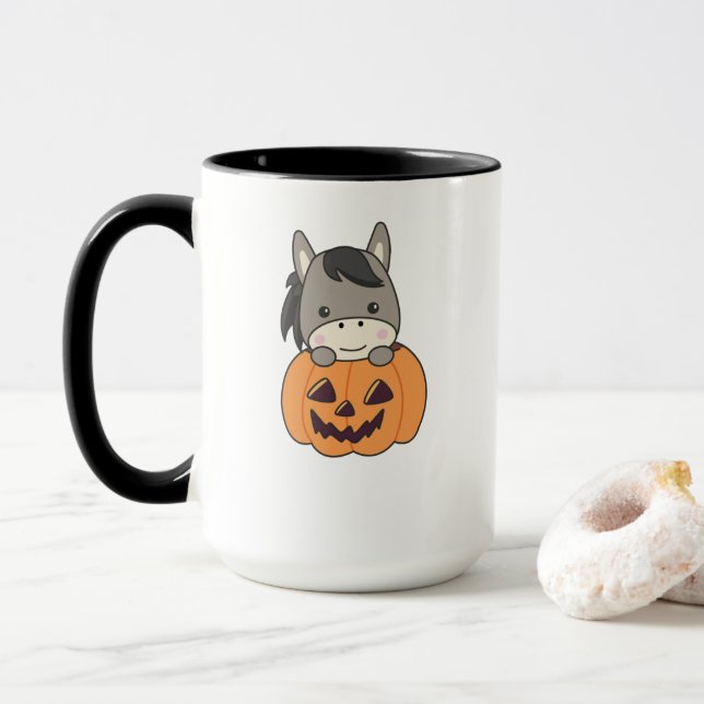 Donkey in Pumpkin Sweet Donkey Happy halloween Mugg (Med munk)