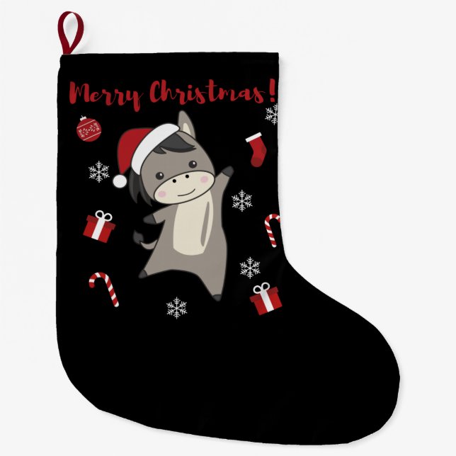 Donkey jul Donkey Winter Animals Stor Julstrumpa (Framsidan)