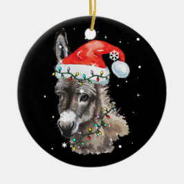 Donkey jul Färg Ljus Santa Hat Donkey Julgransprydnad Keramik