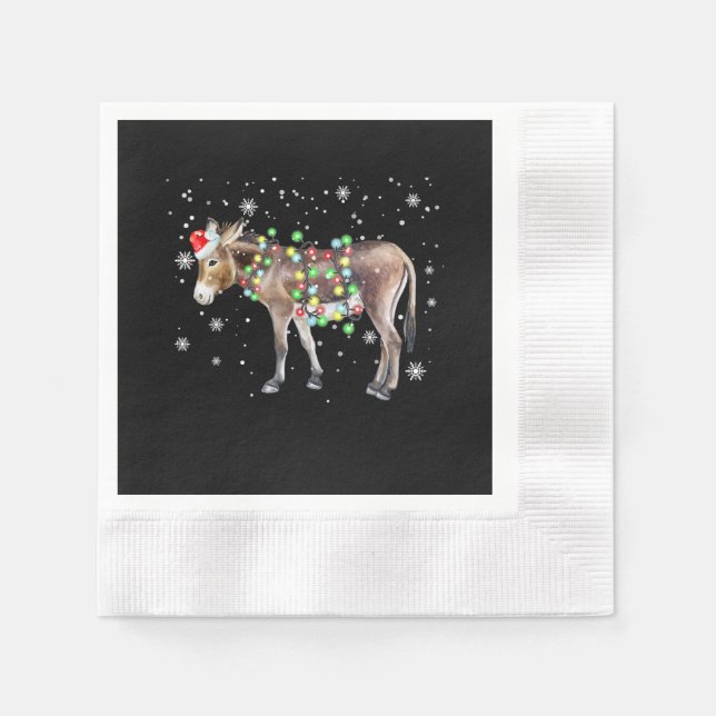 Donkey jul Ljus Färg | Santa Donkey Gift Pappersservett (Framsidan)