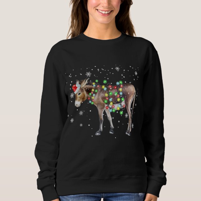 Donkey jul Ljus Färg  | Santa Donkey Gift T Shirt (Framsida)
