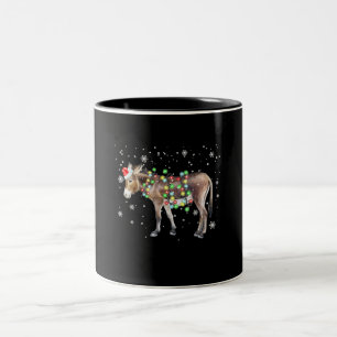 Donkey jul Ljus Färg    Santa Donkey Gift Två-Tonad Mugg