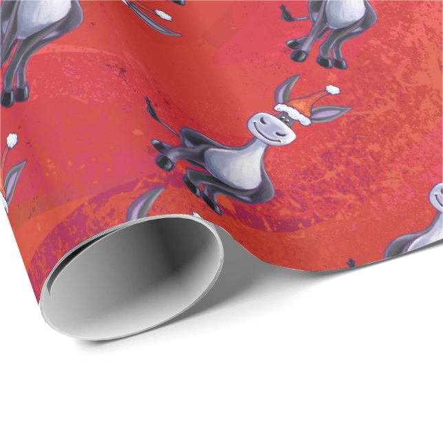 Donkey jul på Grönt Presentpapper (Rullad Hörn)