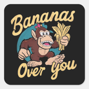 Donkey Kong,Bananas over You Fyrkantigt Klistermärke