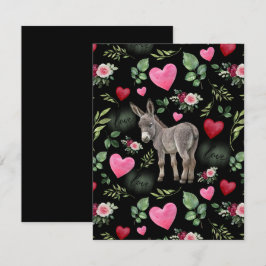 Donkey Love Valentine’s Day Card in Black Anteckningskort