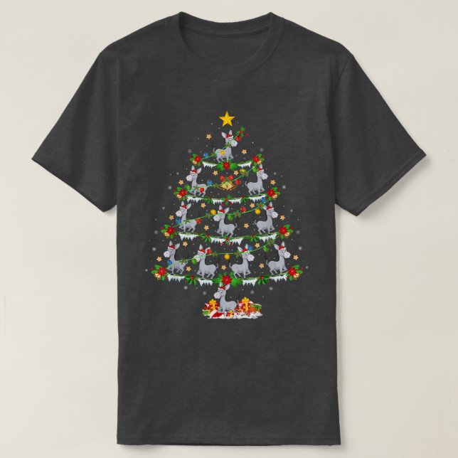 Donkey Lover Xmas Lights Donkey Christmas Tree  T Shirt (Design framsida)