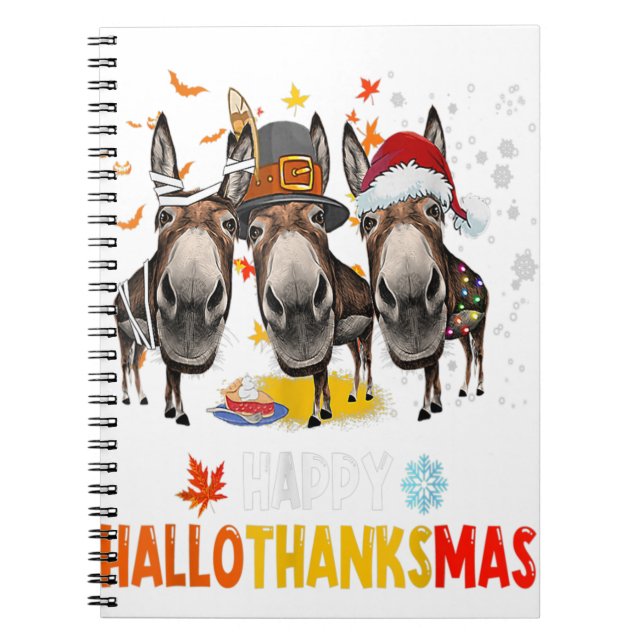 Donkey Lycklig HalloTackMas Halloween-Thanksgiving Anteckningsbok (Framsidan)