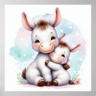 Donkey mamma och Baby Poster