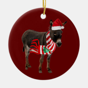 Donkey med Hat Scaft jul Julgransprydnad Keramik